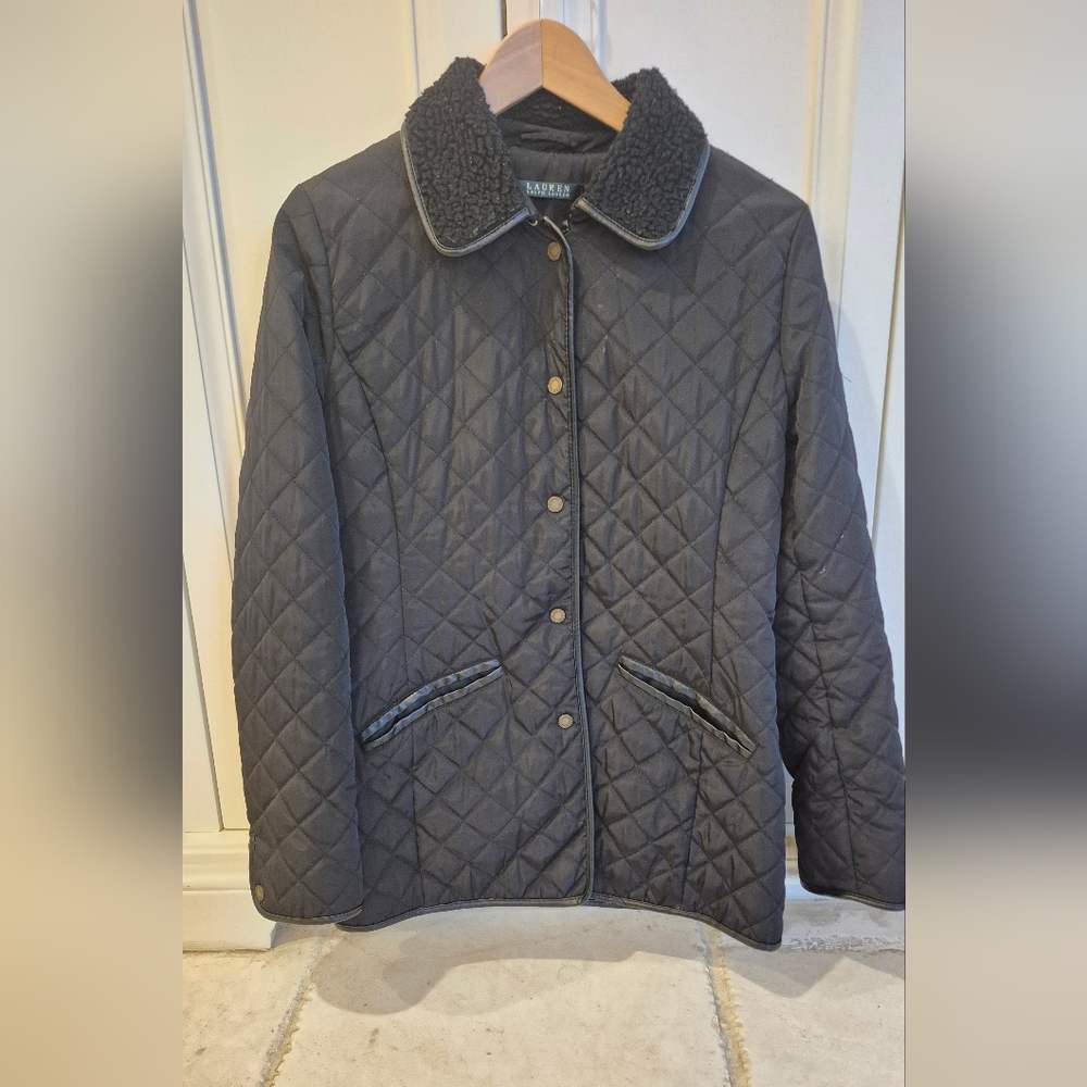 Ralph Lauren Quilted Black Pea Coat